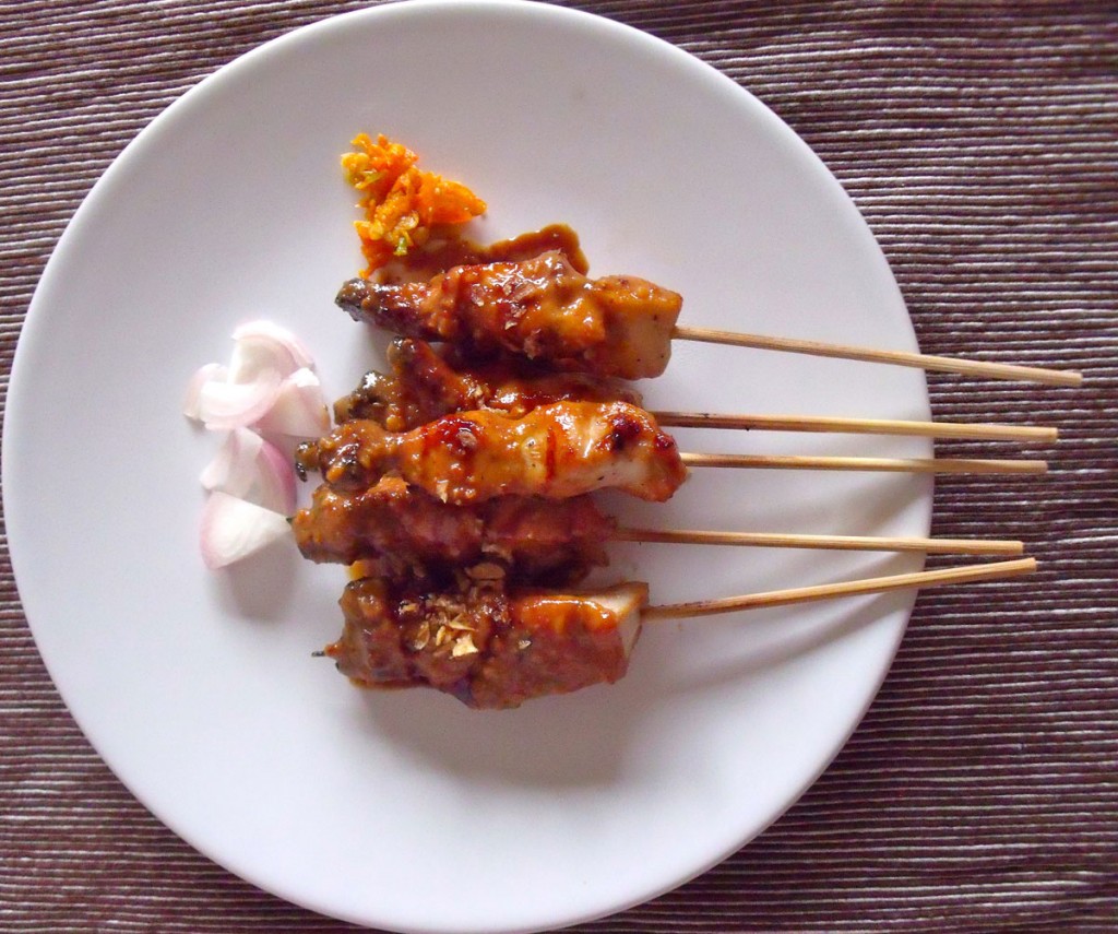 chicken sate from side